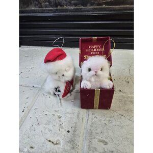 Lot 2 Fancy Feast Cat Christmas Ornament  2003 gift  Velvet
